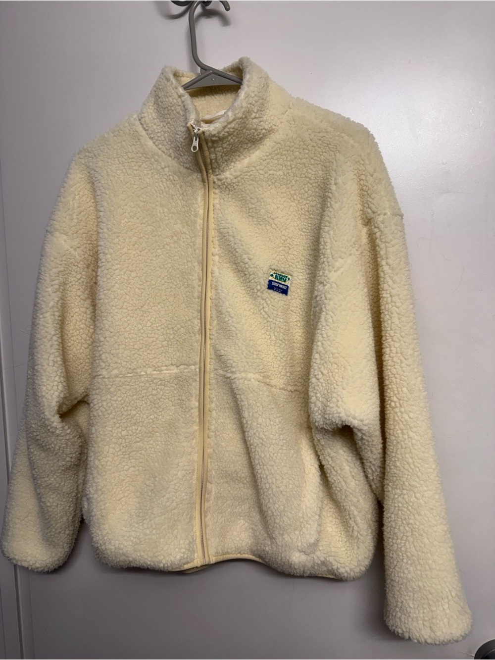 American Vintage Cream Sherpa Zip-Up Jacket